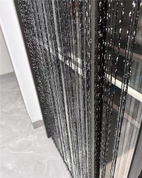 ave split Decorative Door String Curtain Wall Panel Fringe Window Panel Drapes Room Divider Blind Divider Tassel Screen Home 100cm*200cm (black1)...