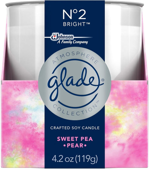 Glade Crafted Soy Candle, Air Freshener, Atmosphere Collection, No 2 Bright, Sweet Pea Pear, 4.2 Oz...