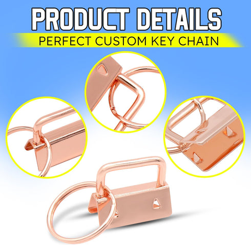 Key fob Hardware,30 PCS 1 Inch Key fob Keychain with Keychain Rings for Bag Webbing Wristlets Lanyards(Rose Gold)...