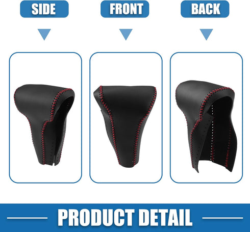 Gear Shift Head Knob Cover Transmission Lever Trim for Honda CRV 2017 2018 2019 Faux Leather Black Red Stitches...