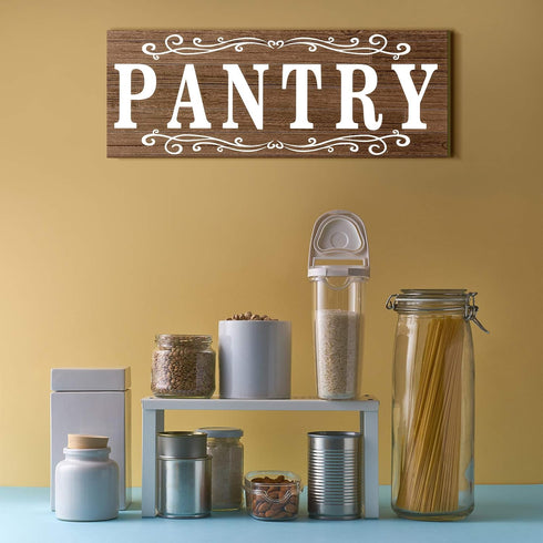 Pantry Sign Wall Decor Farmhouse Pantry Sign Wooden Rustic Retro Hanging Wooden Art Printed Decor for Home Room Holiday Decoration, 16 x 6 Inches(...