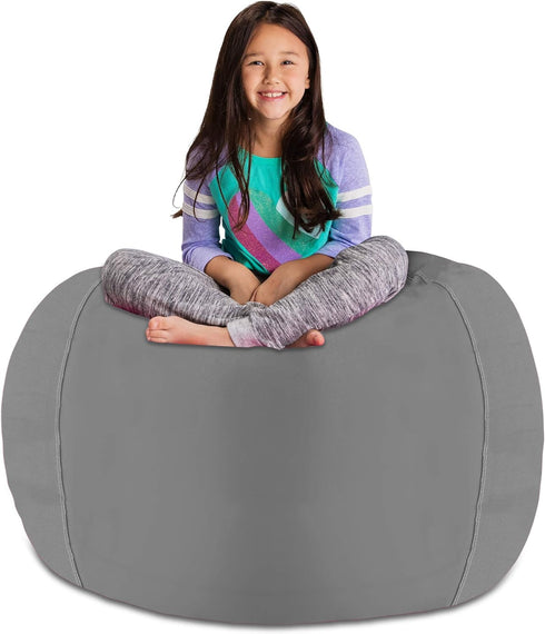 Posh Stuffable Kids Stuffed Animal Storage Bean Bag Chair Cover - Childrens Toy Organizer, X-Large 48" - Solid Gray...