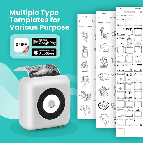 Mini Sticker Printer - Mini Printer Sticker Maker, Mini Thermal Sticker Printer Bluetooth CP1, No Require Track Data. Used for Note, List, Journal...