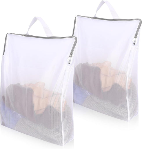 2 Pcs Mesh Laundry Bags for Washing Machine,16 X 20 Inch Fine Mesh Wash Bags with Handle,Side Widening Large Opening Zippered Clothing Washing Bag...