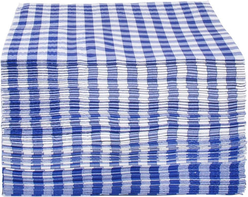 Gatherfun Cocktail Napkins 3-ply 80PCS Blue and White Gingham disposable Paper Napkins Beverage napkins for Restaurant Bar Picnic Birthday Party...