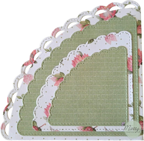 Matty’s Crafting Joy Stitched Nesting Corner Pocket Die Cut Set of 4, Scallop Dies, Large Nested Metal Cutting Dies for Card Making, Albums, Journ...