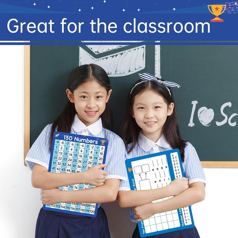 Dinggaogao10 Packs Number Line Whiteboards Cards, 9” x 12”Double Sided Dry Erase Board Writable and Erasable 130 Numbers Chart White Board for Stu...