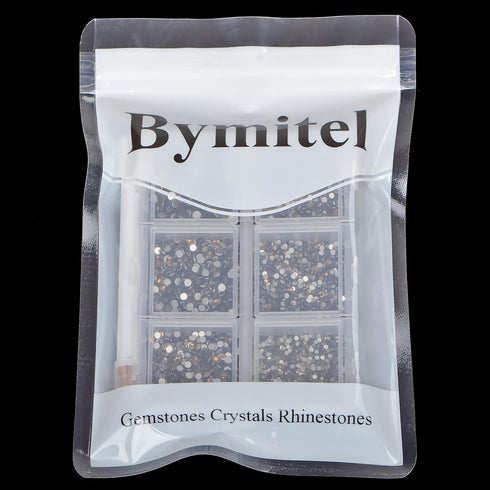 Bymitel 7200 Pieces 6 Mixed Sizes Glue Fix on Glass Rhinestones Round Crystal Gems Flatback for DIY Jewelry Making with one Picking Pen(6-Sizes 72...
