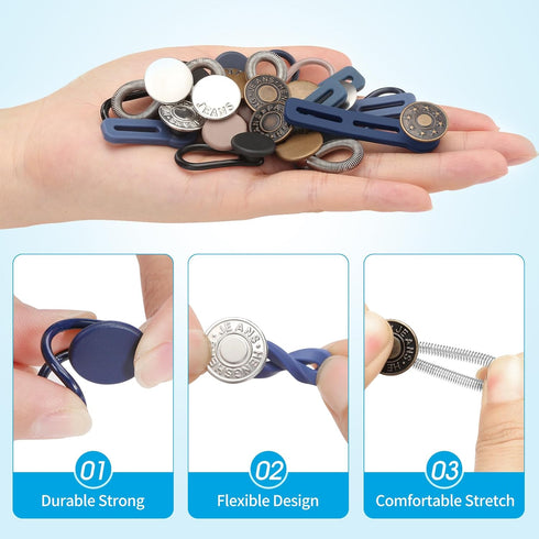 18PCS Button Extenders for Jeans, Pants Waist Button Extender for Women Men, Jeans Button Extender Stretchy Waist Extension, 6 Sizes Pants Button ...