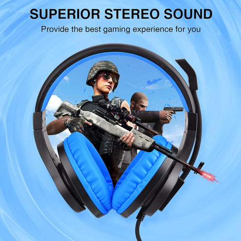 ShinePick Kids Headphones, Over-Ear Girls Boys Gaming Headphones with Microphone and Volume Control for Kids Teens Online School, Travel?Blue?...