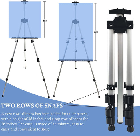 Portable Artist Easel Stand, Adjustable Easel for Painting Canvases Height from 17 to 66 Inch,Carry Bag for Table-Top/Floor Didplaying and Wedding...