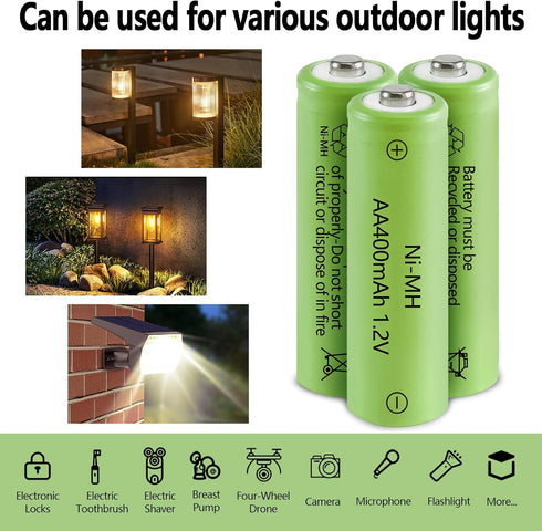 JINTION Solar Rechargeable Ni-MH AA Batteries AA 400 mAh Battery 8 Pack...