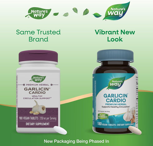 Nature's Way Premium Herbal Garlicin Cardio, 350 mg per serving, 180 Count...
