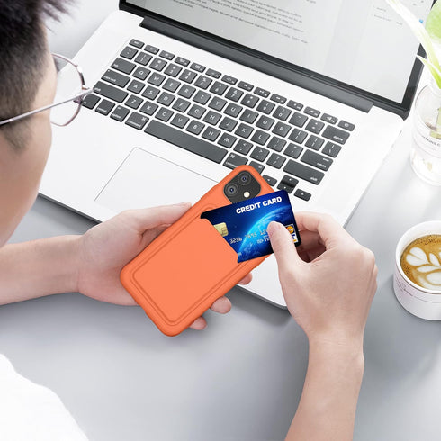 kwmobile Case Compatible with Apple iPhone 11 Case - TPU Phone Cover with Credit Card Holder - Orange...
