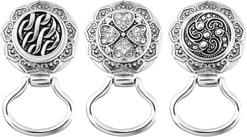 MJartoria Interchangeable Snap Buttons Centerpiece Rhinestone Eye Glass Holding Brooch (Silver Color)...