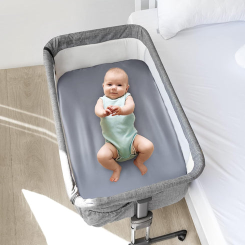 Bassinet Sheets for Baby Boy Girl, Satin Bedside Sleeper Sheets to Fit Mika Micky&Baby Delight&Dream On Me&Baby Joy Bassinet, Bassinet Sheet for B...