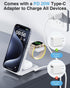 2024 Upgraded 3 in 1 Foldable Magnetic Wireless Charging Station with PD 20W USB-C Adapter, Compatible with MagSafe, Charger Stand for iPhone 15/1...