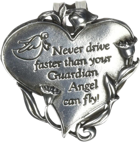 Cathedral Art Heart Visor Clip, Never Drive Faster Silver, 2 inches...