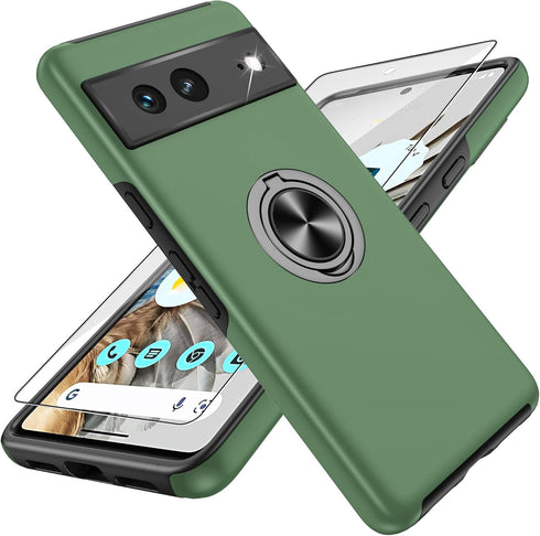 Gritup Pixel 7 Case, Google Pixel 7 Case with HD Screen Protector, Shockproof Google Pixel 7 Phone Case with 360° Magnetic Ring Holder Kickstand P...
