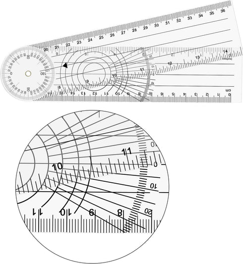 OIIKI 7PCS Goniometer Set - Including 6/8/12inch Goniometer, 8inch Spinal Goniometer, 6inch 180 degree Goniometer, Finger Goniometer, 1PC Blue Mea...