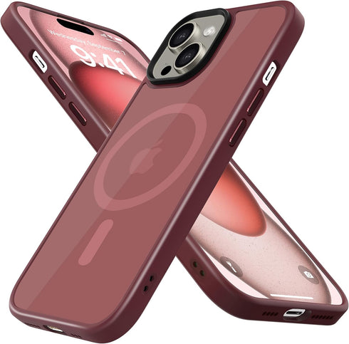for iPhone 15 Plus Case 6.7” - Matte Maroon for iPhone 15 Plus Phone Cases, Strong Magnetic Compatible with MagSafe, Military Grade Drop Protectio...