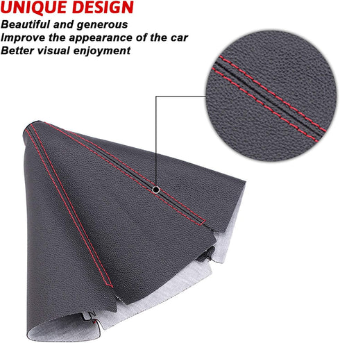 RASTP PU Leather Shift Boot Waterproof Shift Knob Dust Cove Universal for Manual/Auto with Red Stitching,Red...