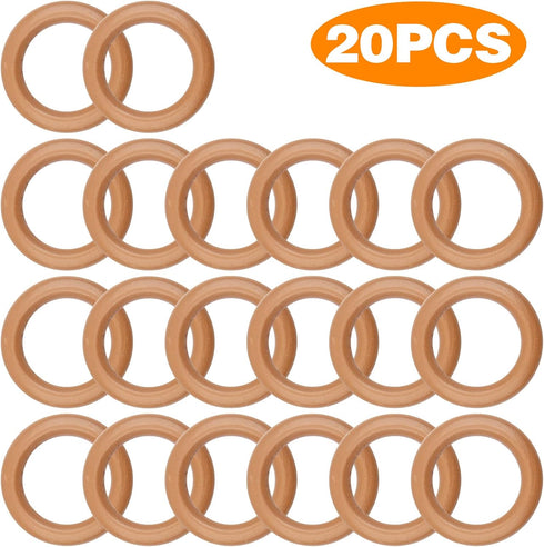 BronaGrand 20 Pieces Wooden Rings Solid Wood Circle Rings Smooth Wooden Round Connectors for DIY Crafts Jewelry Making Handmade Decor(55mm/2.1inch...