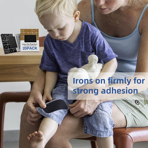 HTVRONT Iron on Patches for Clothing Repair, Fabric Patches Iron on, Classic Black Repair Decorating Kit 20 Pieces Iron on Patch Size 3.7" by 4.9"...