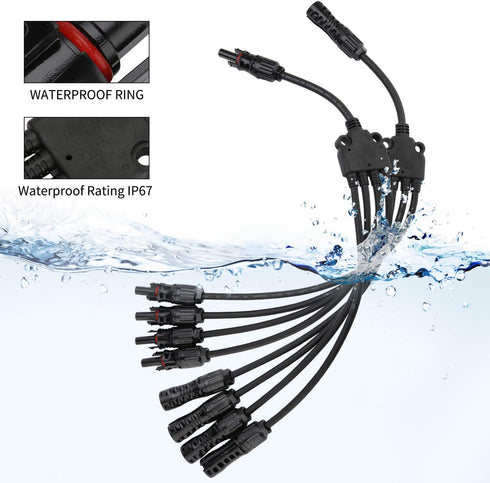 Ansxiy Solar Y Branch Connectors 1 to 4, Solar Panel Parallel Connectors Solar Panel Adapter Cable Tool Kit (M/FFFF and F/MMMM)...