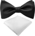 KOOELLE Mens Premium Silky Bowties Tuxedo Solid Colors Bow Ties & Pocket Square Set...