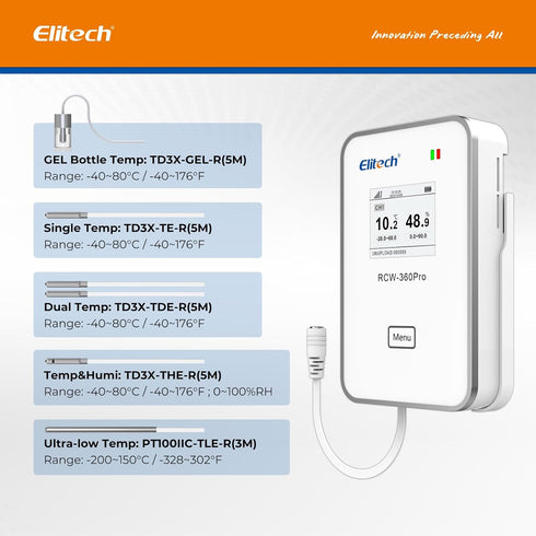 Elitech External Temperature Probe, Temperature Sensor Matches with RCW-360Pro Device only, Monitor -40~176?(-40~80?), Audio Plug Connector, 16.4f...