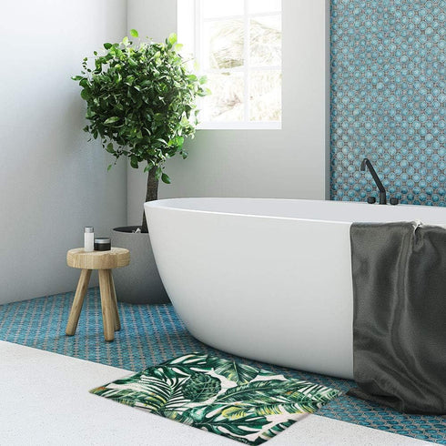 LIVILAN Green Leaf Bath Mat - 16" X 24" Tropical Bathroom Rug...