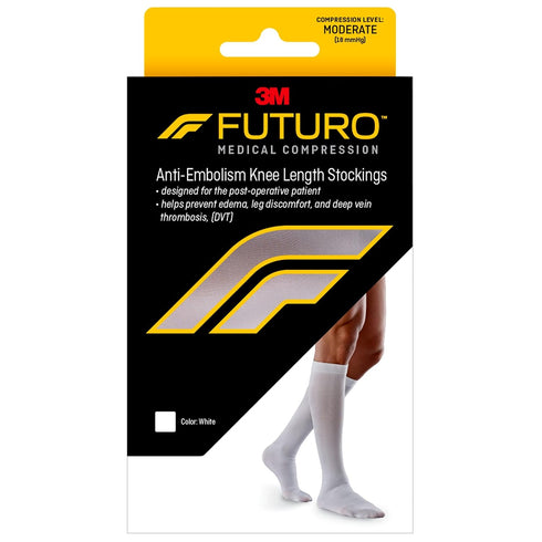 FUTURO Anti-Embolism Knee Length Stockings, Extra Large Regular, White. Moderate (18 mm/Hg)...