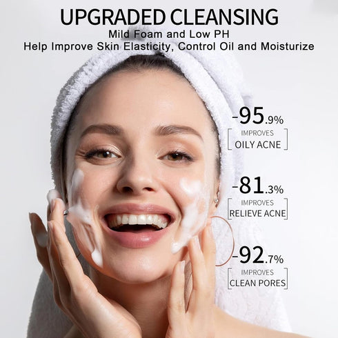 3 Step Acne Skin Care Set, 2% Salicylic Acid Face Wash, Skincare Routine Set, Facial Skin Care Sets & Kits: Cleanser, Serum, Cream, Mask, Face Car...