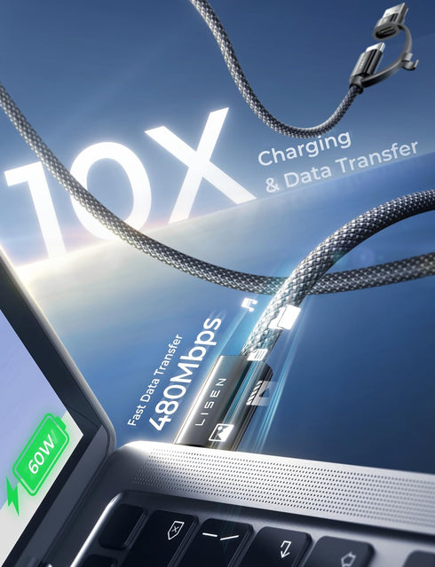 LISEN for iPad Charger Cable, ?Dual Use? 2 Pack/6.6ft 60W USB C to USB C Cable, Fast Charging USB A to USB C Cable Compatible with iPhone 15 Pro M...