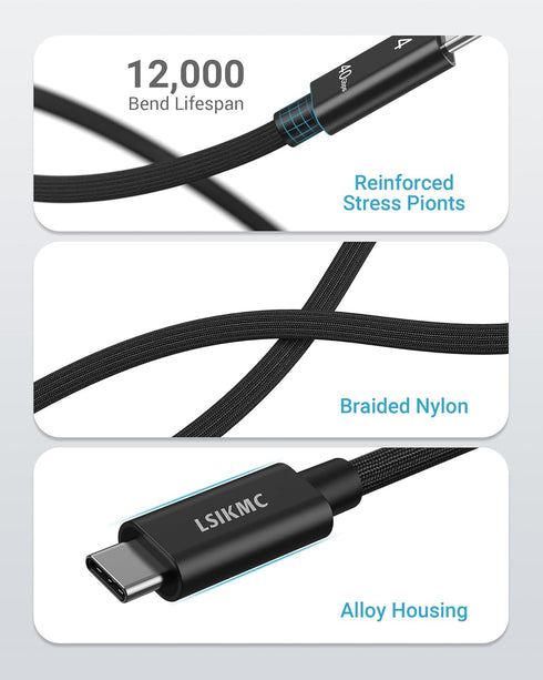 USB 4 Thunderbolt Cable 3.3 Ft, Supports 4K/8K Display, 40 Gbps Data Transfer, 240W Charging USB C to USB C Cable, Compatible with iPhone 15Pro/15...