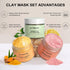 3 Pcs Clay Mask Set, Green Tea, Turmeric Vitamin C, Himalayan Clay Mask, Facial Skin Care Mask for Deep Cleansing, Soothing & Refining Pores(3.5oz...