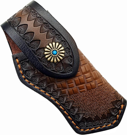 5'' Leather Folding Pocket Knife Sheath,Leather Knife Pouch for Buck 110,Knife Holster,Knife Sheaths (Dark Brown)...