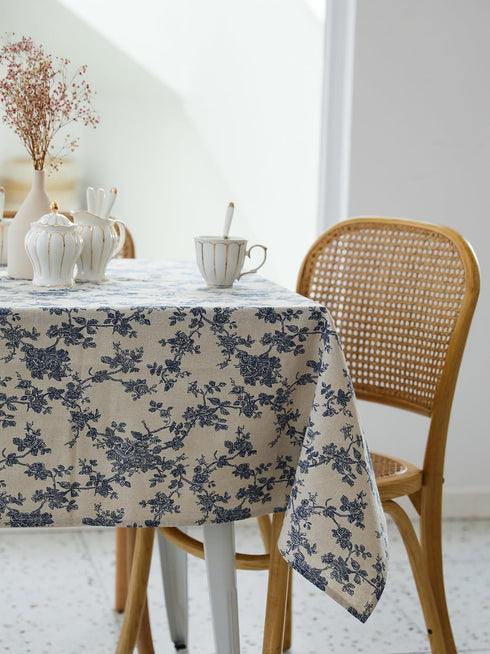 Pastoral Square Tablecloth - 52 x 52 Inch - Beige Linen Table Cloth - Washable Table Cover with Dust-Proof Wrinkle Resistant for Restaurant, Picni...