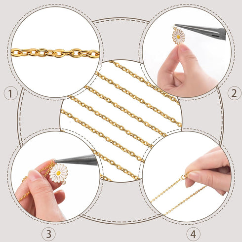 Lemonkey 24 Pack Necklace Chains Bulk,Silver Plated DIY Cable Link Chains for Jewelry Making 16 Inches...