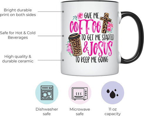 YouNique Designs Coffee & Jesus, Christian Mug, 11 Ounces, Scripture Coffee Mug for Women, Christian Cups, Christian Coffee Mugs for Women, Bible ...
