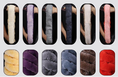 U&M Wool Car Steering Wheel Cover Soft Fluffy Natural Sheepskin Vehicle Non-slip Wheel Cushion Protector Universal Fit for 15 inch for Women...