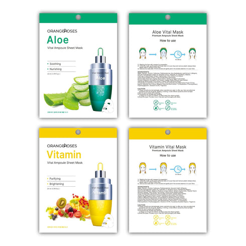 10 Pcs Combo Vital Ampoule Sheet Mask, Korean Facial Skincare Sheet | Simple & Effective Skincare Routine | Moisturization | Wrinkle Care | Bright...