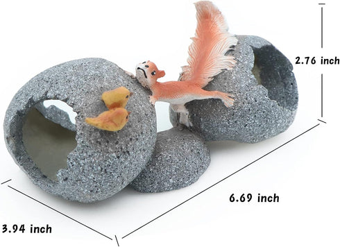 AQUA KT Aquarium Landscape Cichlid Stone Fish Hideout Rock Betta Cave Double Cave Design Dinosaur Eggs Shape Recommended for Fish Tank Decoration...