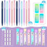 36 Pcs Mechanical Pencil Set, 12 Pcs Pastel Cute Mechanical Pencils 0.5 mm 0.7 mm with 8 Tubes HB Resin Refills, 4 Pcs Erasers and 12 Pcs Cap Eras...