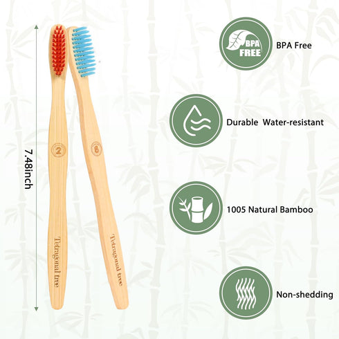 8 Count Biodegradable Bamboo Toothbrushes - Natural Toothbrush Value Pack - Extra Soft Toothbrush for Adults, Good for Sensitive Teeth and Gums...