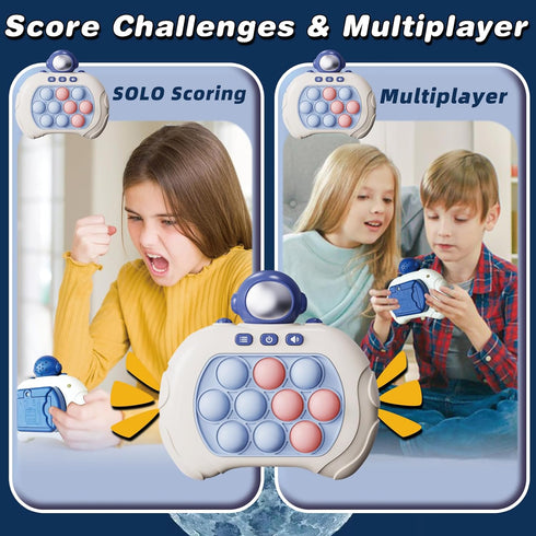 Quick Push Bubble Game Machine, Pop Game Puzzle Educational Console, Light Up Handheld Squeeze ADHD Stress Relief Fidget Toys for 3+ Boys Girls Ki...