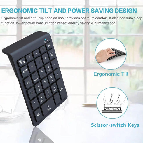 Bluetooth Number Pad for Laptop, Wireless Numeric keypad, 28 Keys Numpad Number Keypad Bluetooth 10 Keys Number Pad for Laptop, MacBook Air/Pro, i...