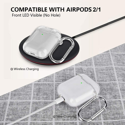 AIRSPO Airpods Case Cover, Clear Soft TPU Protective Cover Compatible with Apple AirPods 1/2 Wireless Charging Case with Keychain (Clear)......