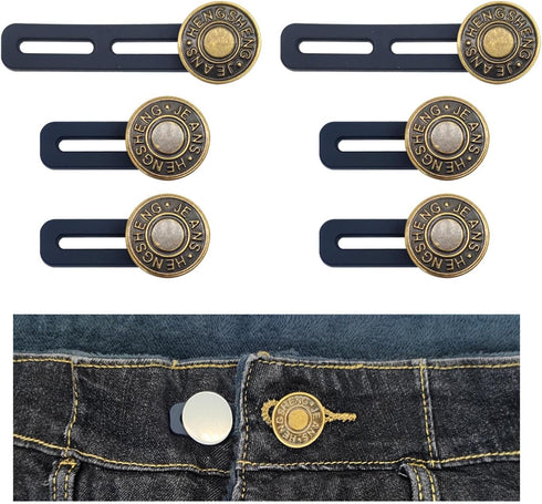 FXHDC-M 6pcs Button Extenders for Jeans Strong Pants Button Extender Waist Expanders for Women Men Trousers, No Sewing Instant Waistband Extension...